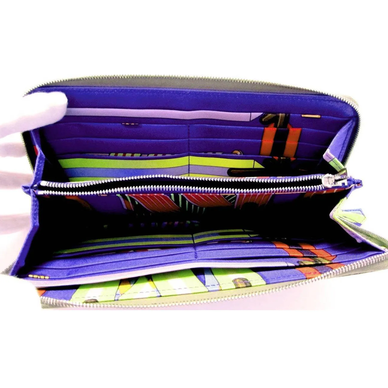 Hermes Etoupe Epsom Blue Electric Sangles Silk-In Azap Long Wallet Perfect Gift!