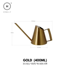 Homlly Keii Gold Long Spout Stainless Steel Gardening Watering Can Kettle Pot for Indoor Plants and Garden