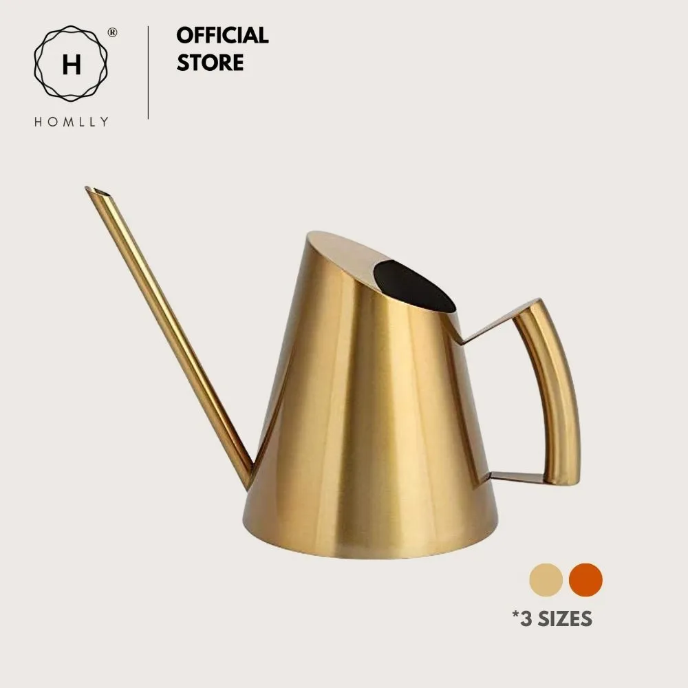 Homlly Keii Gold Long Spout Stainless Steel Gardening Watering Can Kettle Pot for Indoor Plants and Garden