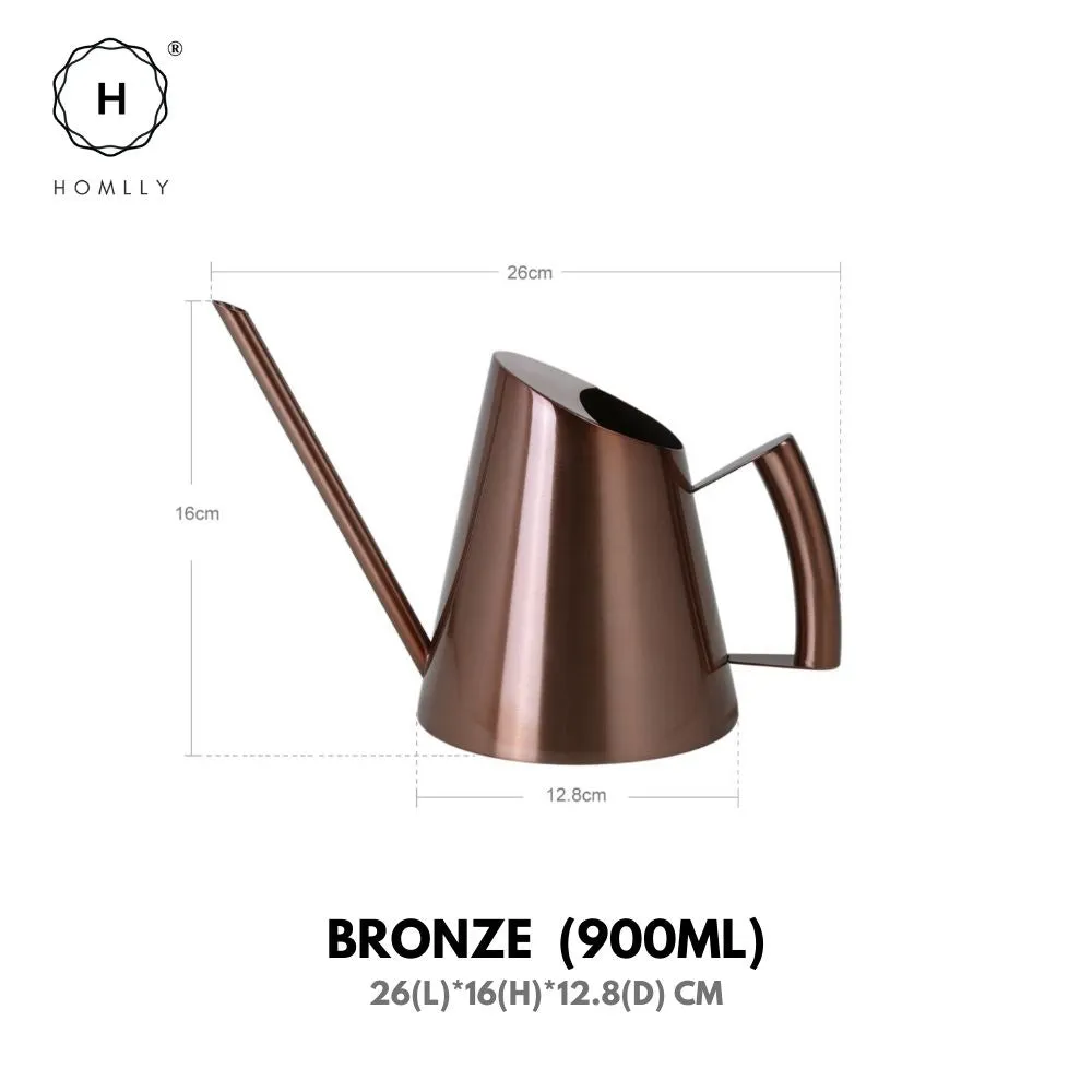 Homlly Keii Gold Long Spout Stainless Steel Gardening Watering Can Kettle Pot for Indoor Plants and Garden
