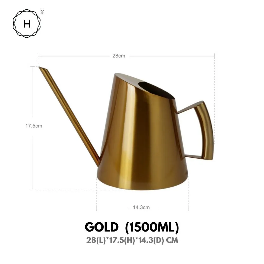Homlly Keii Gold Long Spout Stainless Steel Gardening Watering Can Kettle Pot for Indoor Plants and Garden