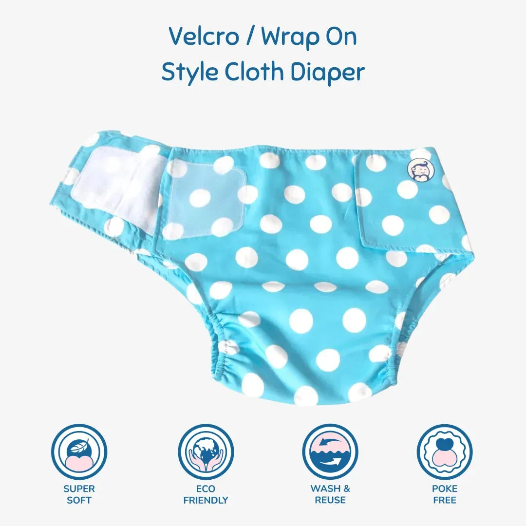 Infant Reusable Diapers | Polka Love | Velcro Closure | With 2 Diaper Pads Free