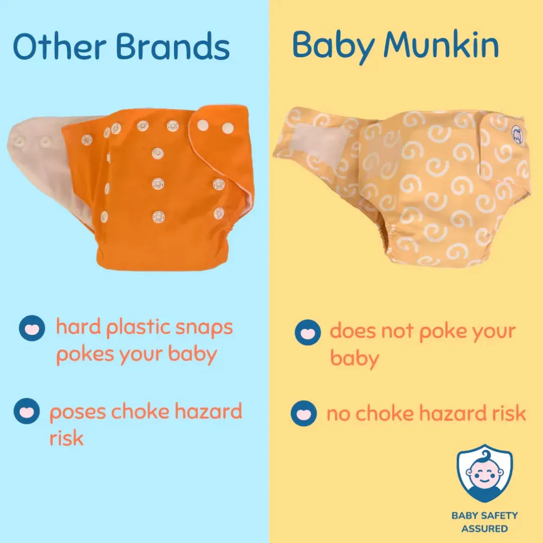 Infant Reusable Diapers | Shell Blitz | Velcro Closure | With 2 Diaper Pads Free