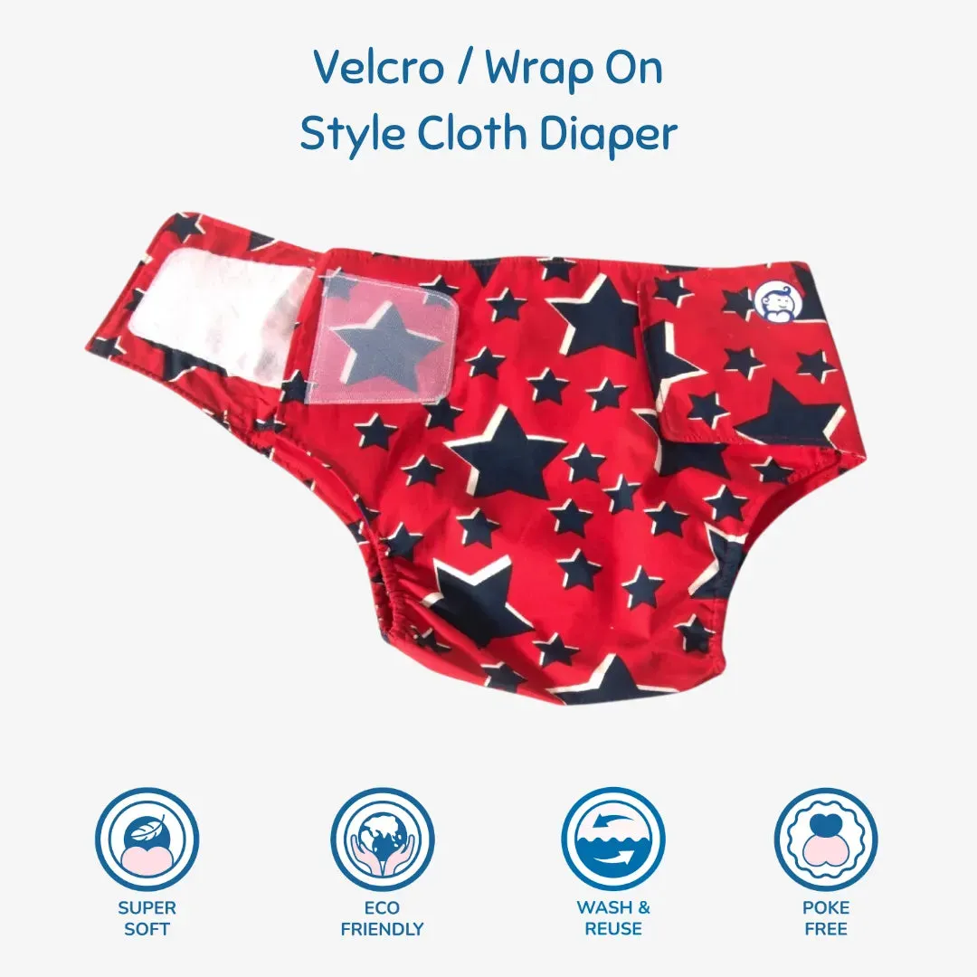Infant Reusable Diapers | Super Star | Velcro Closure | With 2 Diaper Pads Free