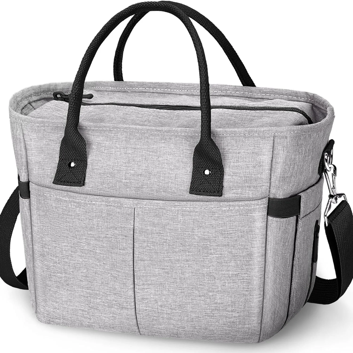 Insulated Lunch Bag with Shoulder Strap, Multi Pockets & Water Bottle Holder for Work Picnic