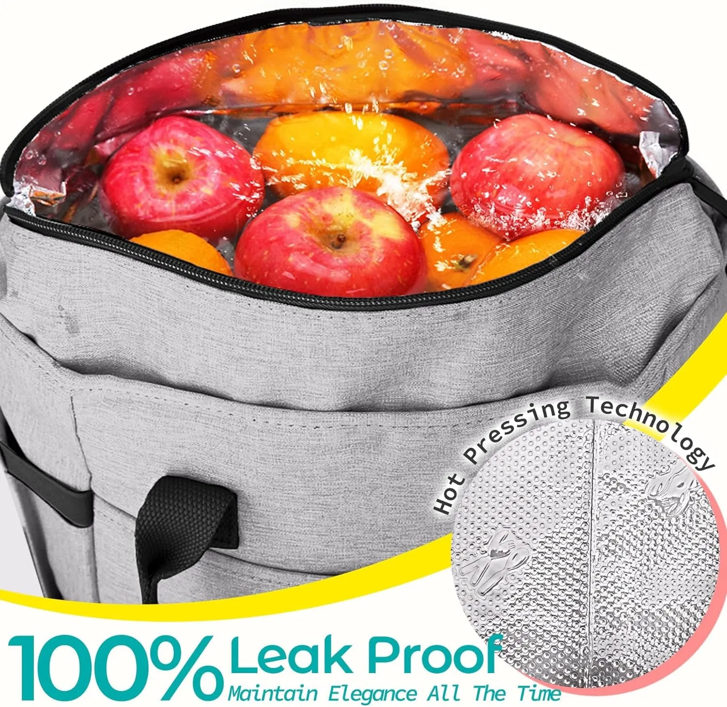 Insulated Lunch Bag with Shoulder Strap, Multi Pockets & Water Bottle Holder for Work Picnic