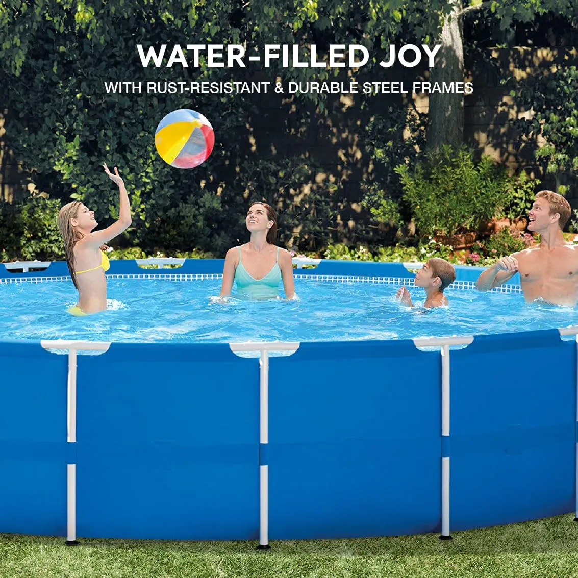 Intex 28253EH 18 Foot x 48 Inch Metal Frame Outdoor Above Ground Swimming Pool Set with with Filter Pump, Ladder, Ground Cloth and Pool Cover - new