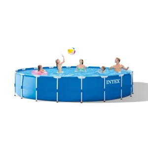 Intex 28253EH 18 Foot x 48 Inch Metal Frame Outdoor Above Ground Swimming Pool Set with with Filter Pump, Ladder, Ground Cloth and Pool Cover - new