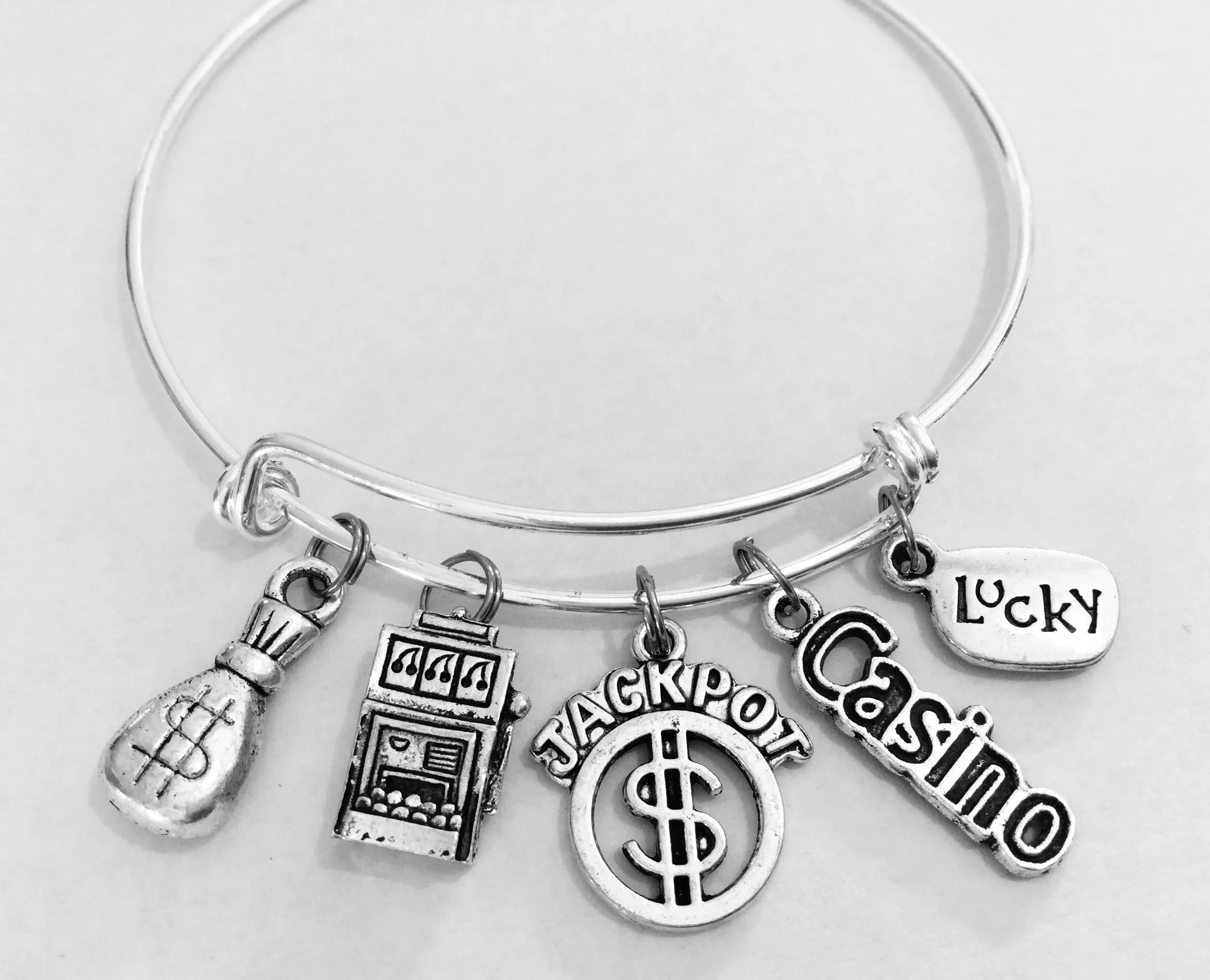 Jackpot Casino Slot Machine Adjustable Charm Bracelet Expandable Bangle Lucky Gambling Jewelry One Size Fits All Gift