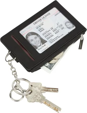 Keychain Card Holder Case Zipper Minimalist Front Pocket Wallet