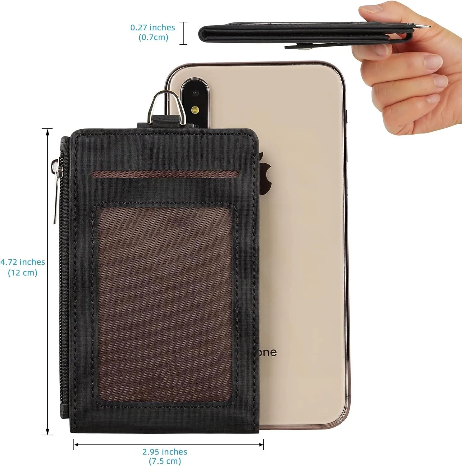 Keychain Card Holder Case Zipper Minimalist Front Pocket Wallet