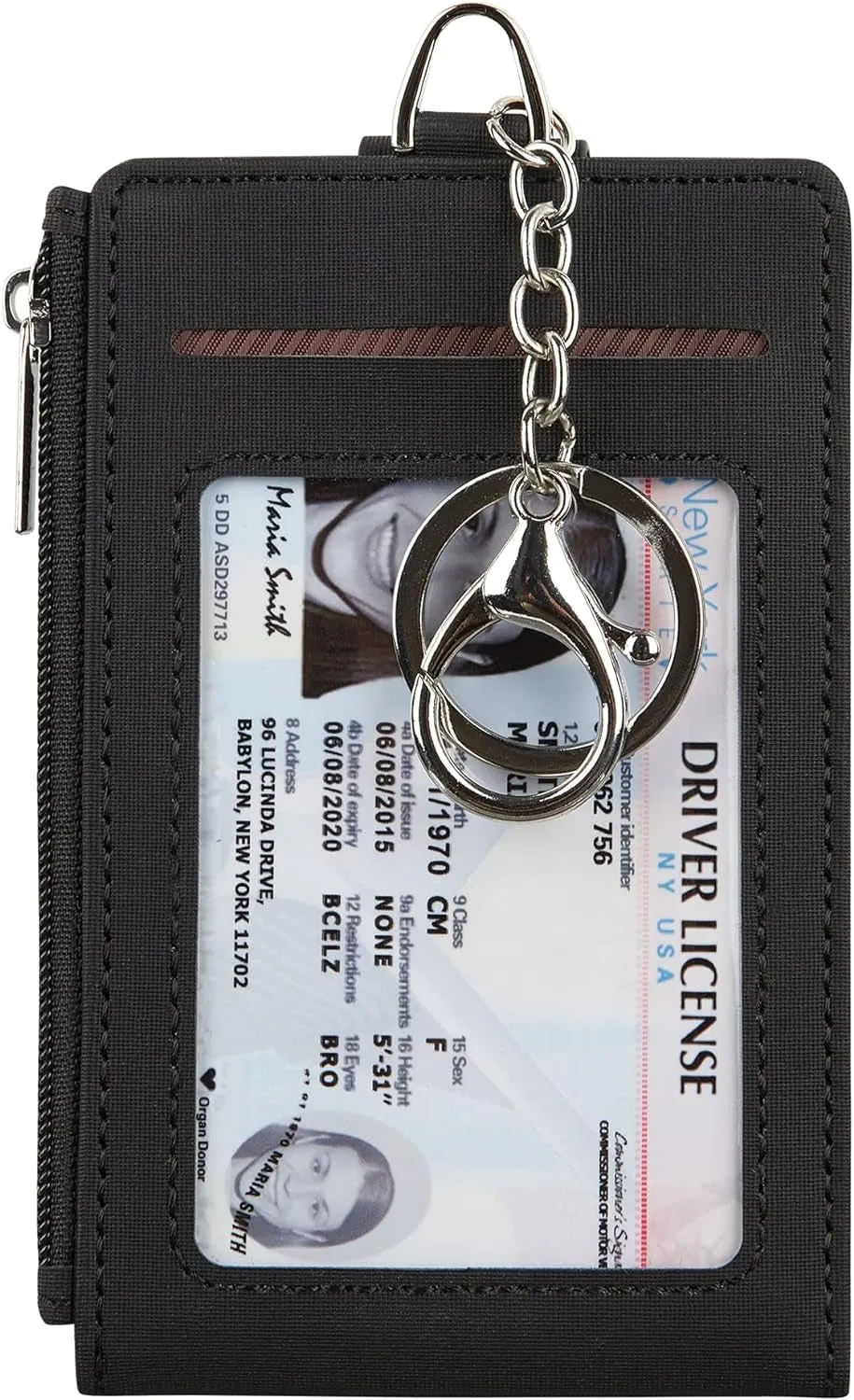 Keychain Card Holder Case Zipper Minimalist Front Pocket Wallet
