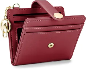 Keychain Wallet for Women, Bifold Credit Card Holder with Zipper Coin Pocket