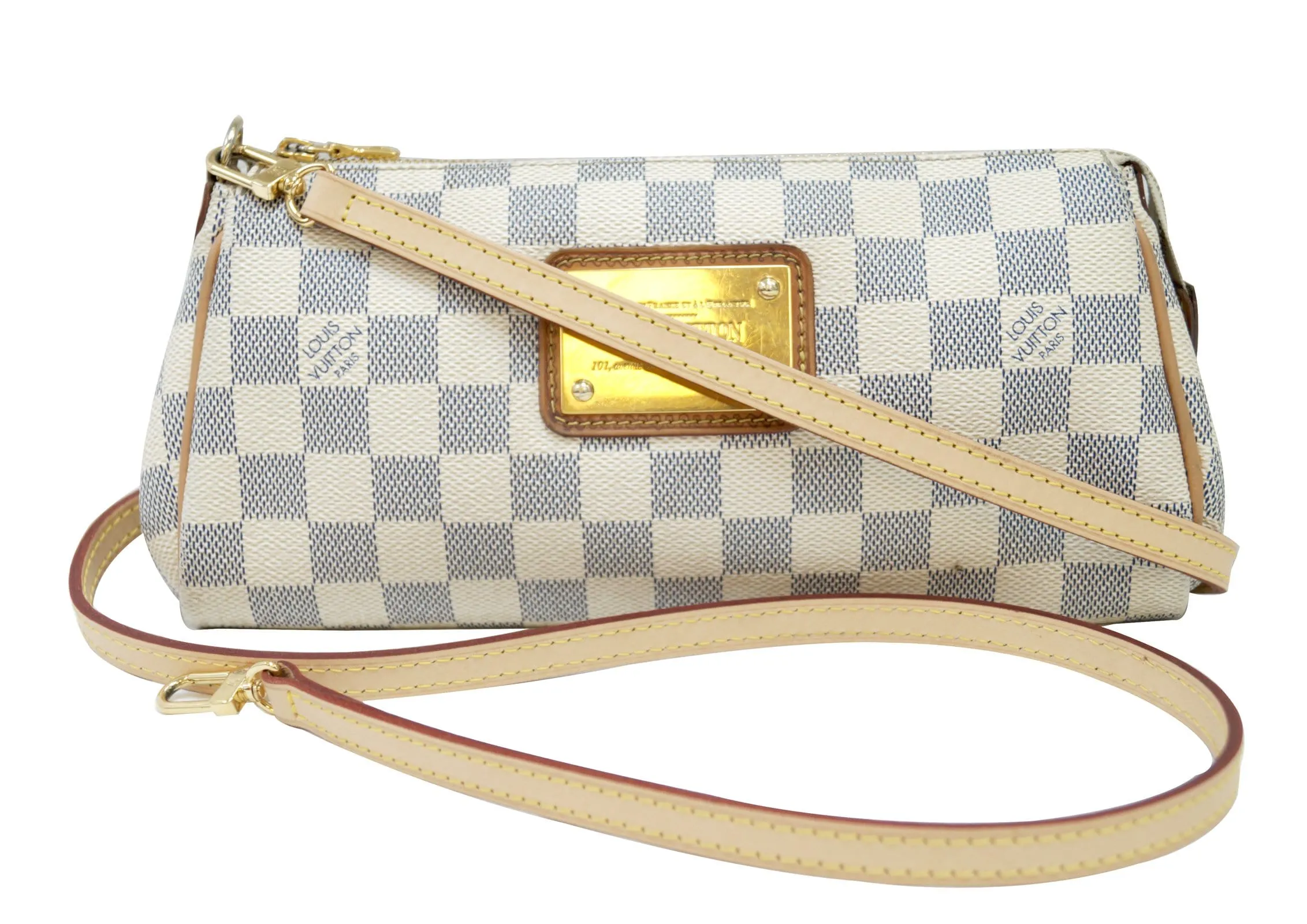 LOUIS VUITTON Damier Azur Eva Clutch Messenger Crossbody Bag