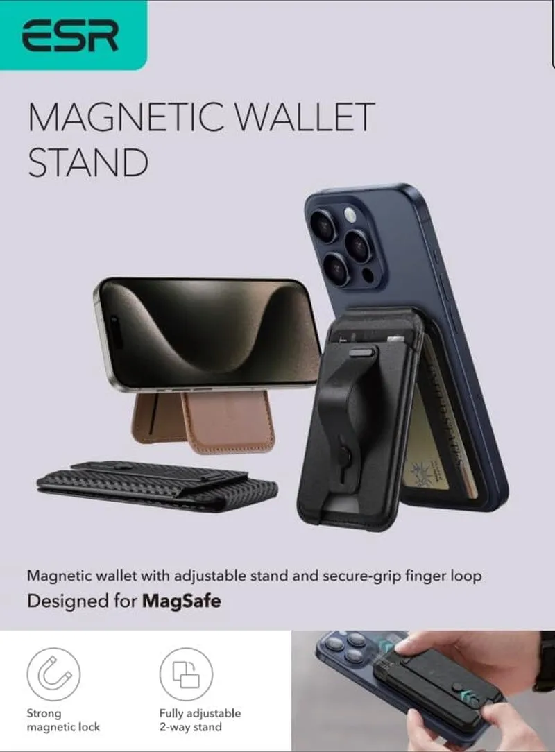 MagSafe Wallet, with Adjustable Stand and Secure Grip Finger Loop, 5 Card Holder