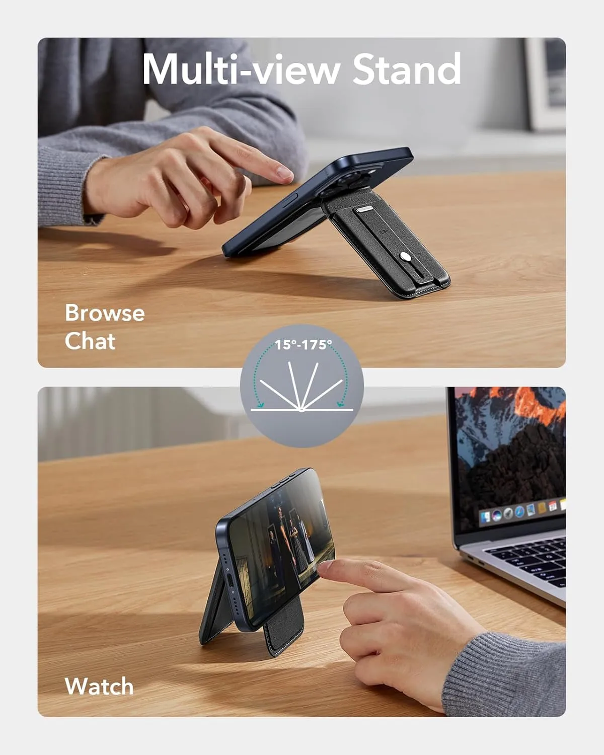 MagSafe Wallet, with Adjustable Stand and Secure Grip Finger Loop, 5 Card Holder