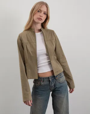 Mandy Jacket in Faux Suede Walnut
