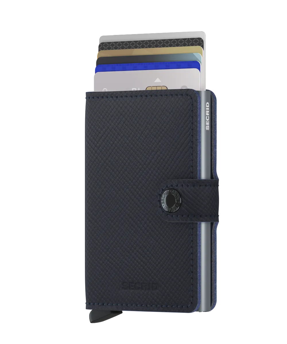 Miniwallet Saffiano Navy Blue RFID Secure