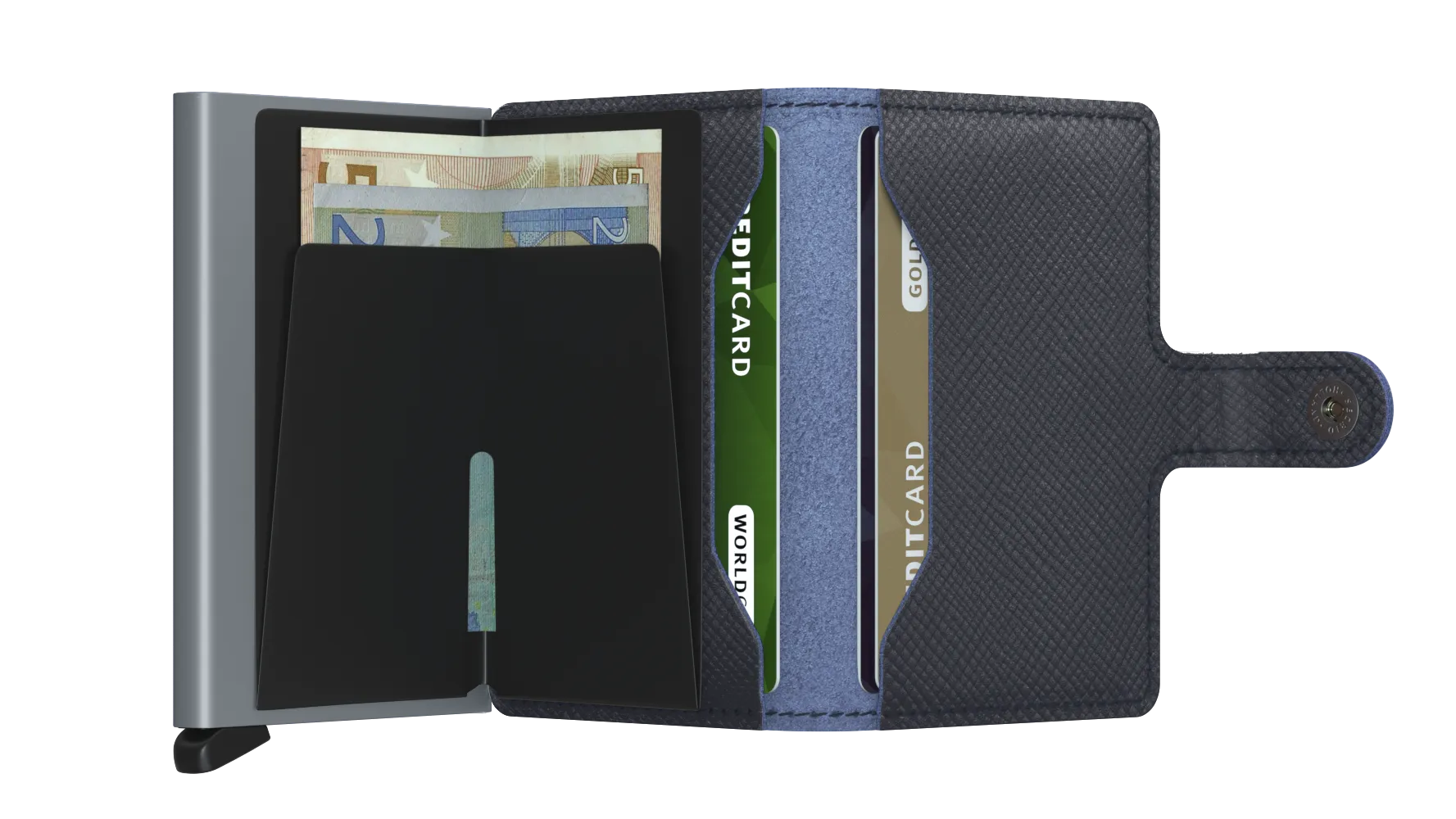 Miniwallet Saffiano Navy Blue RFID Secure