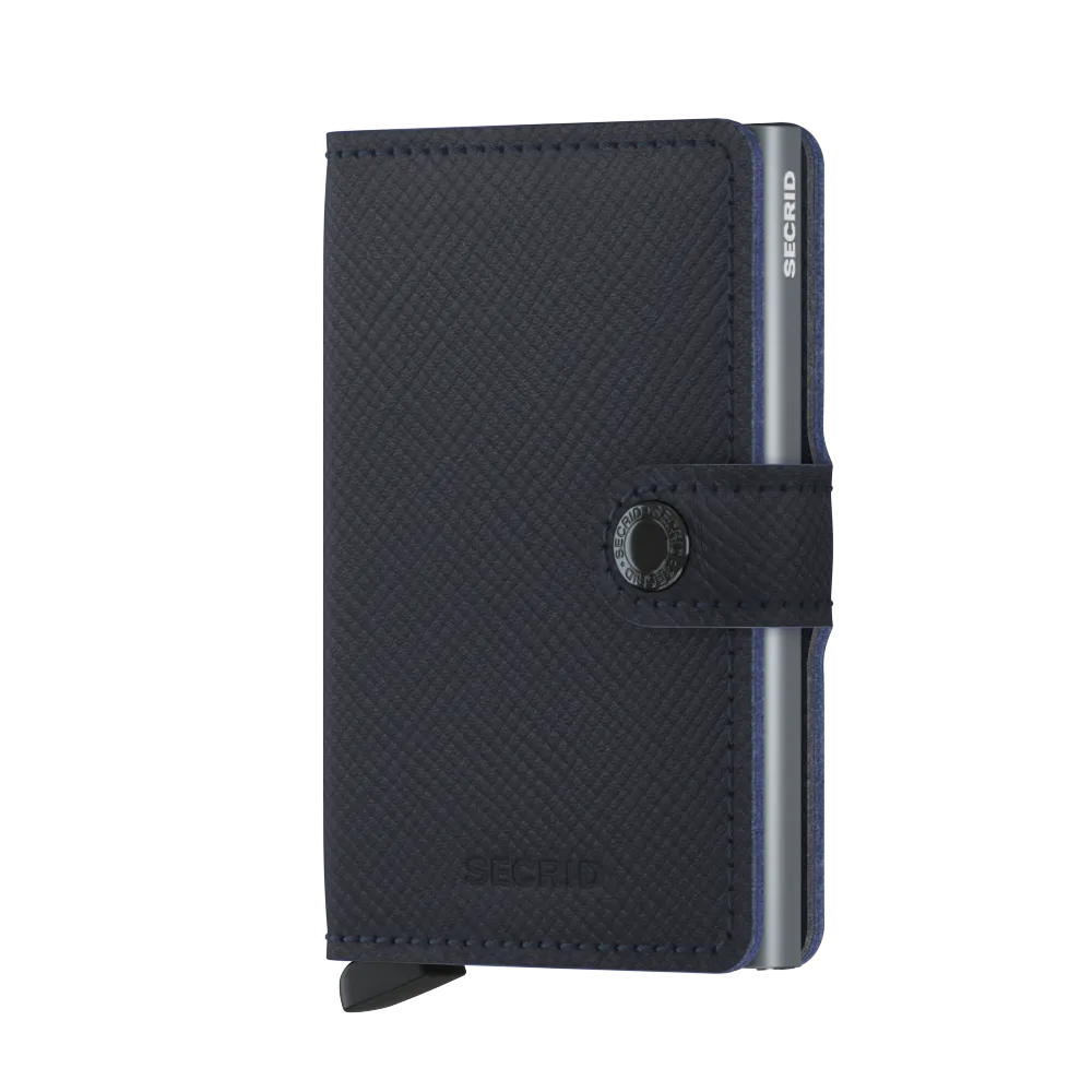 Miniwallet Saffiano Navy Blue RFID Secure