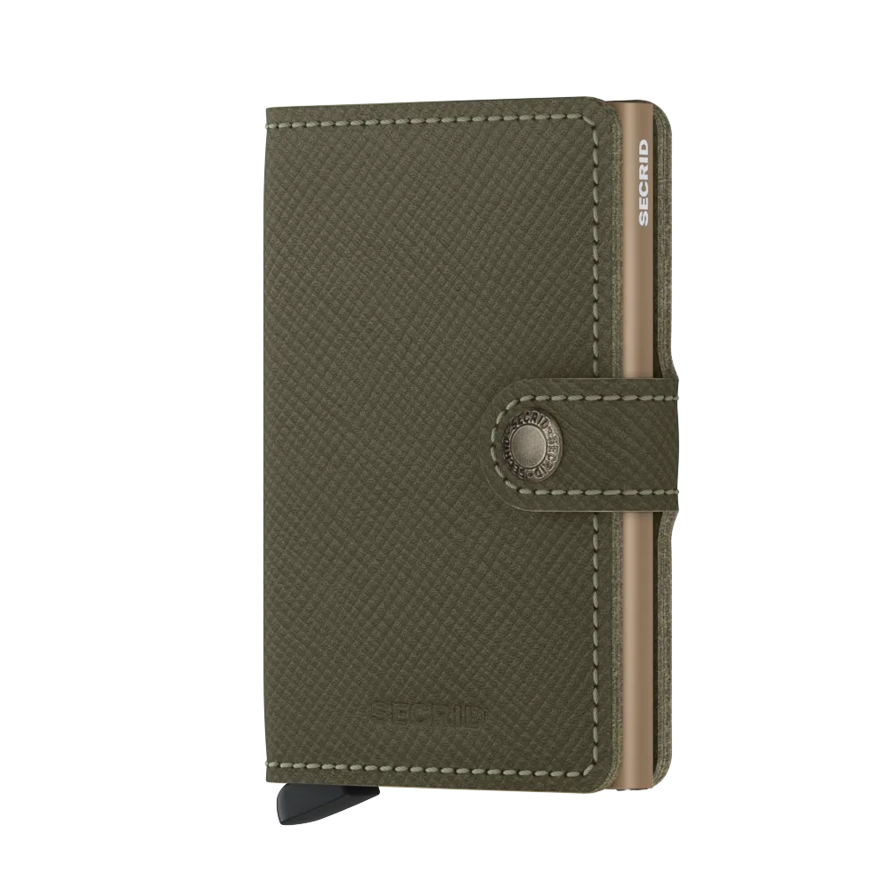 Miniwallet Saffiano Olive Green RFID Secure