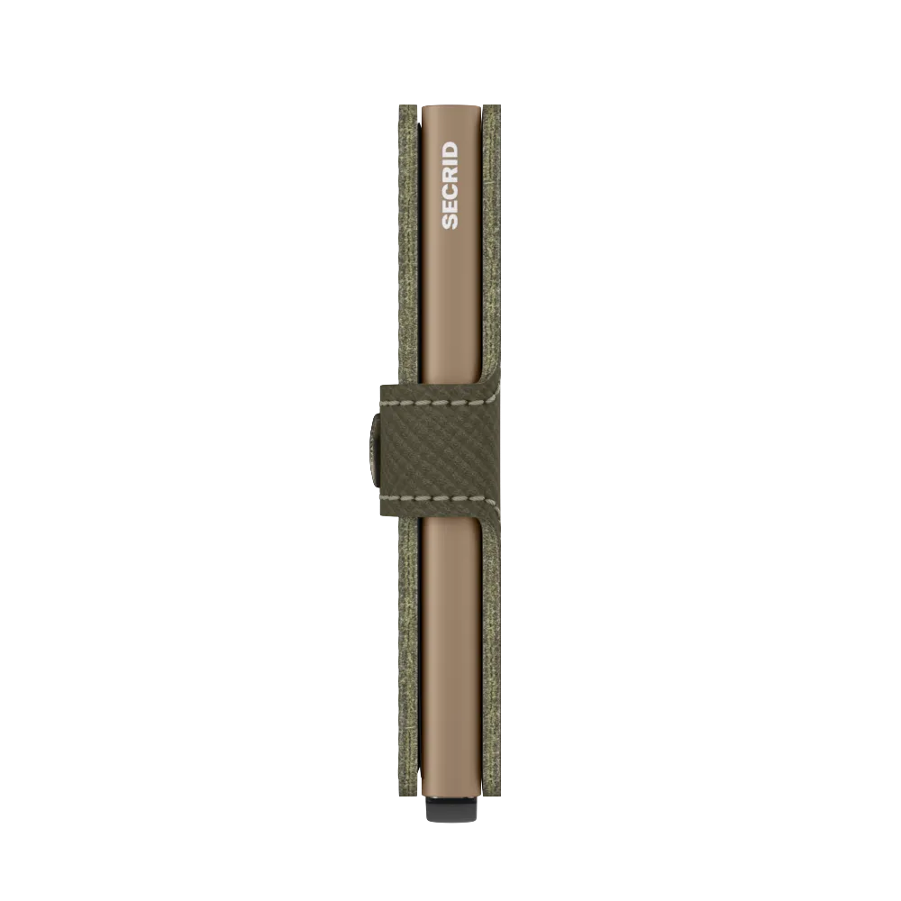 Miniwallet Saffiano Olive Green RFID Secure