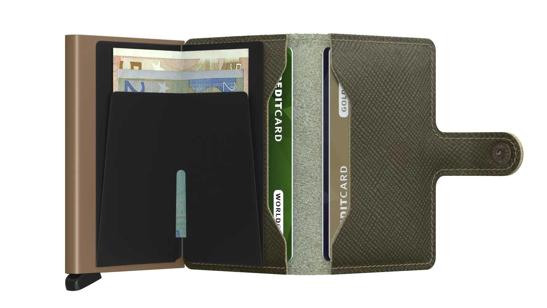 Miniwallet Saffiano Olive Green RFID Secure