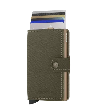 Miniwallet Saffiano Olive Green RFID Secure