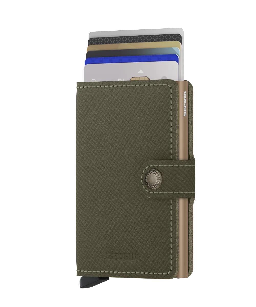 Miniwallet Saffiano Olive Green RFID Secure