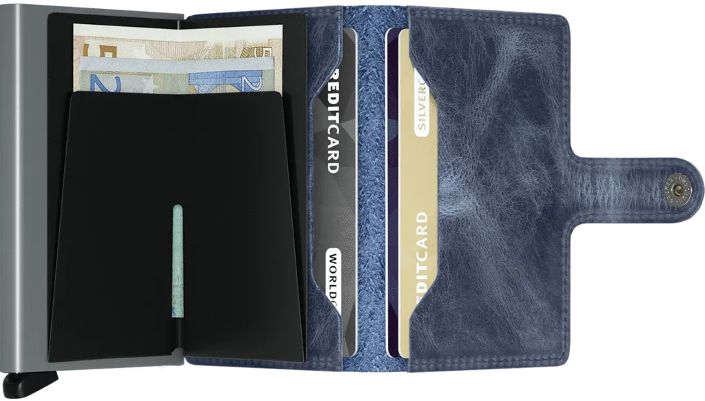 Miniwallet Vintage Blue RFID Secure