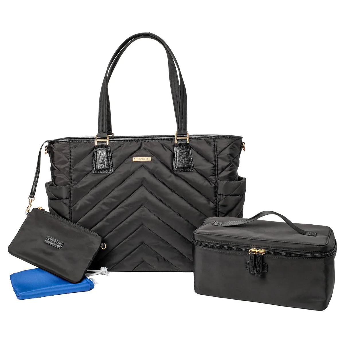 MinkeeBlue Puffer Ella Tote with Lunch and Shoe Bag