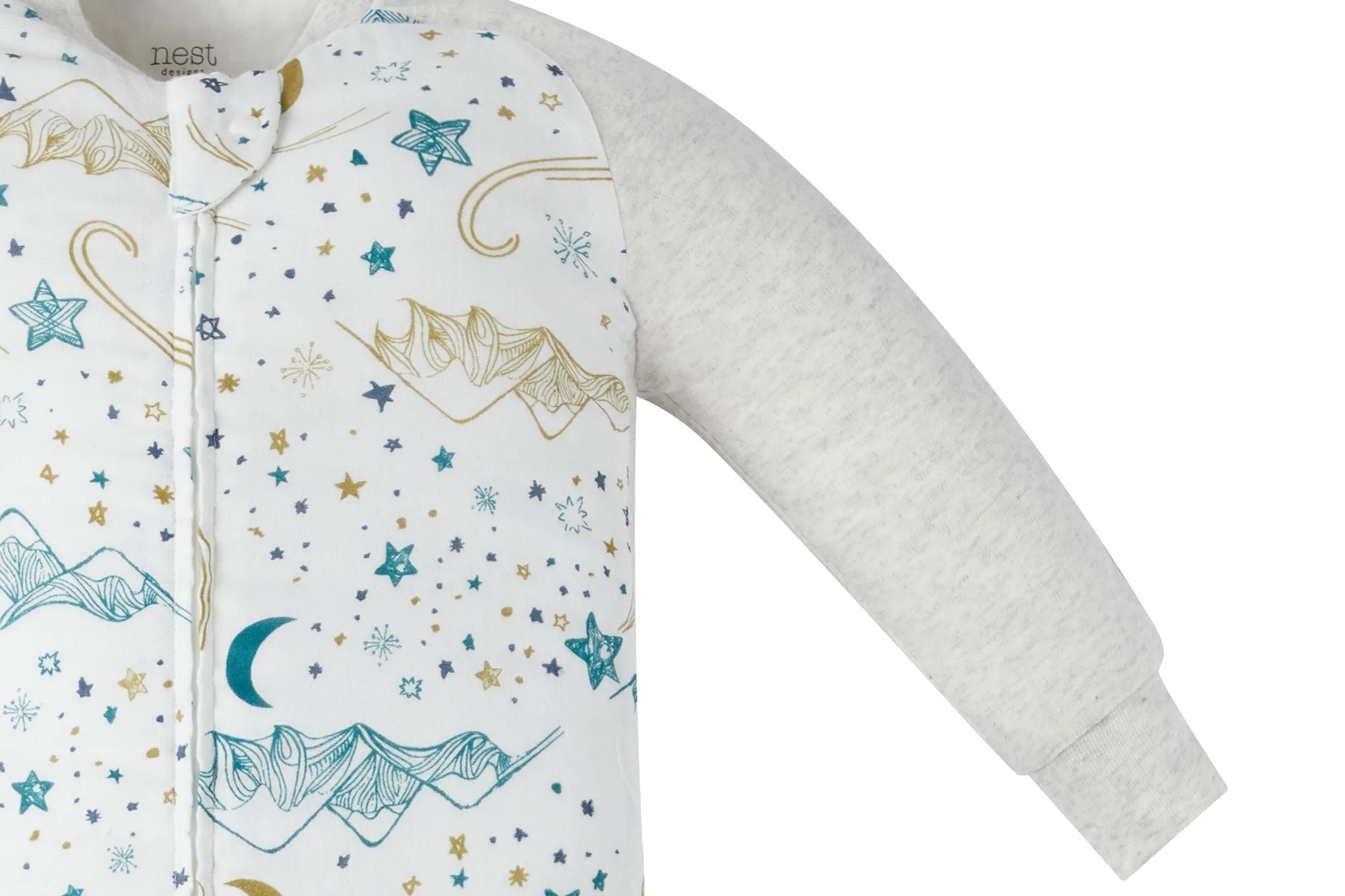 Nest Designs 1.0 TOG Bamboo Long Sleeve Footed Sleep Bag - Stars White