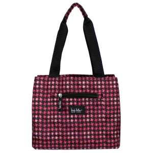 Nicole Miller of New York Insulated Waterproof Lunch Box Cooler Bag - 11 Lunch Tote (Black/Pink Houndstooth)