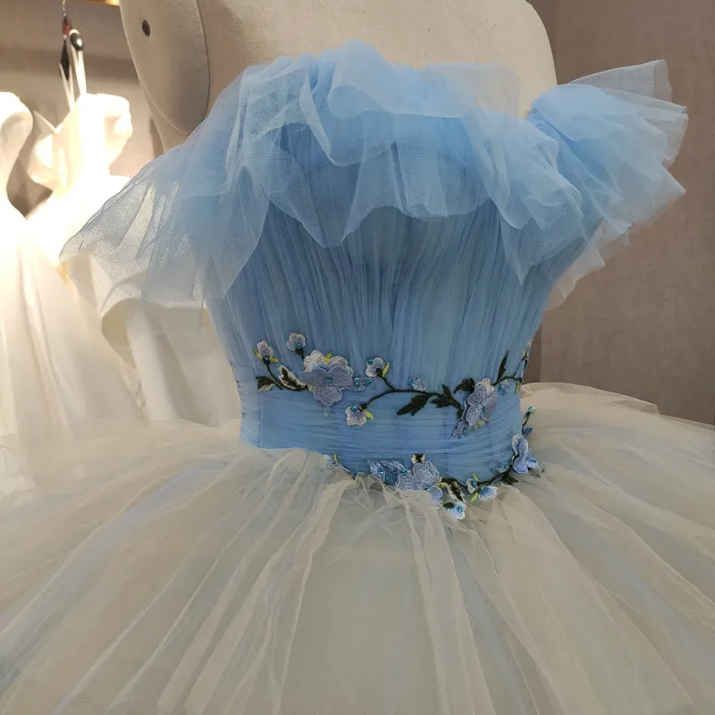 Novelty Elegant Quinceanera Dress White Ruffles Strapless Ball Gown Evening Dress