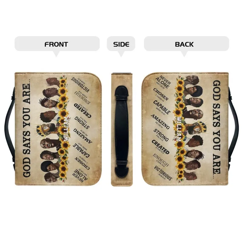 Personalized Bible Cover - God Says You Are - Black Men - Customizable Christian Gift by CHRISTIANARTBAG - CAB01160524.