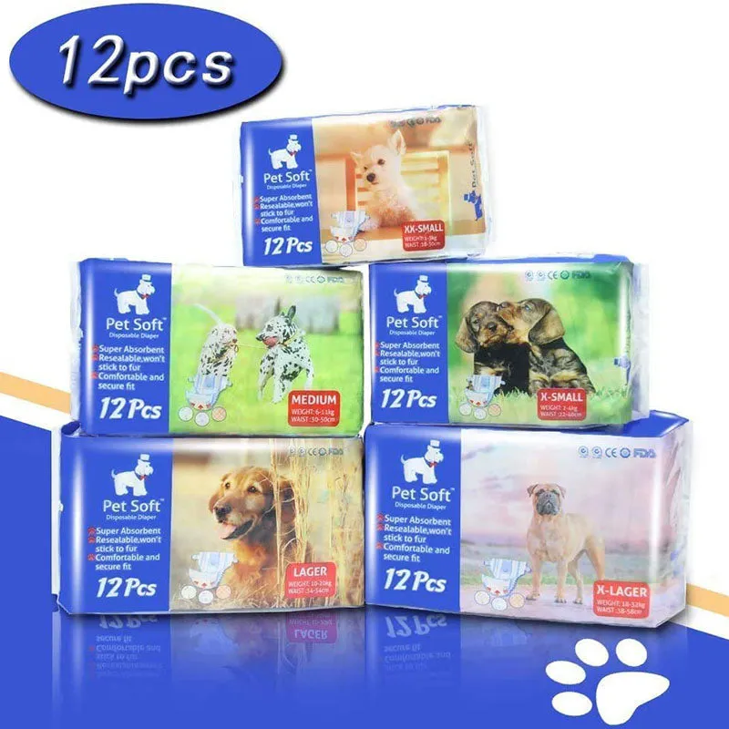 Pet Soft Female Dog Diapers, 12 Pcs