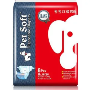 Pet Soft Jeans Dog Diapers, 8 Pcs