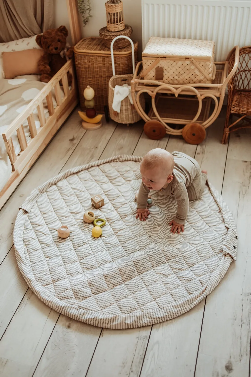 Play&Go Stripes Blue  organic babymat (Min of 1, multiples of 1)
