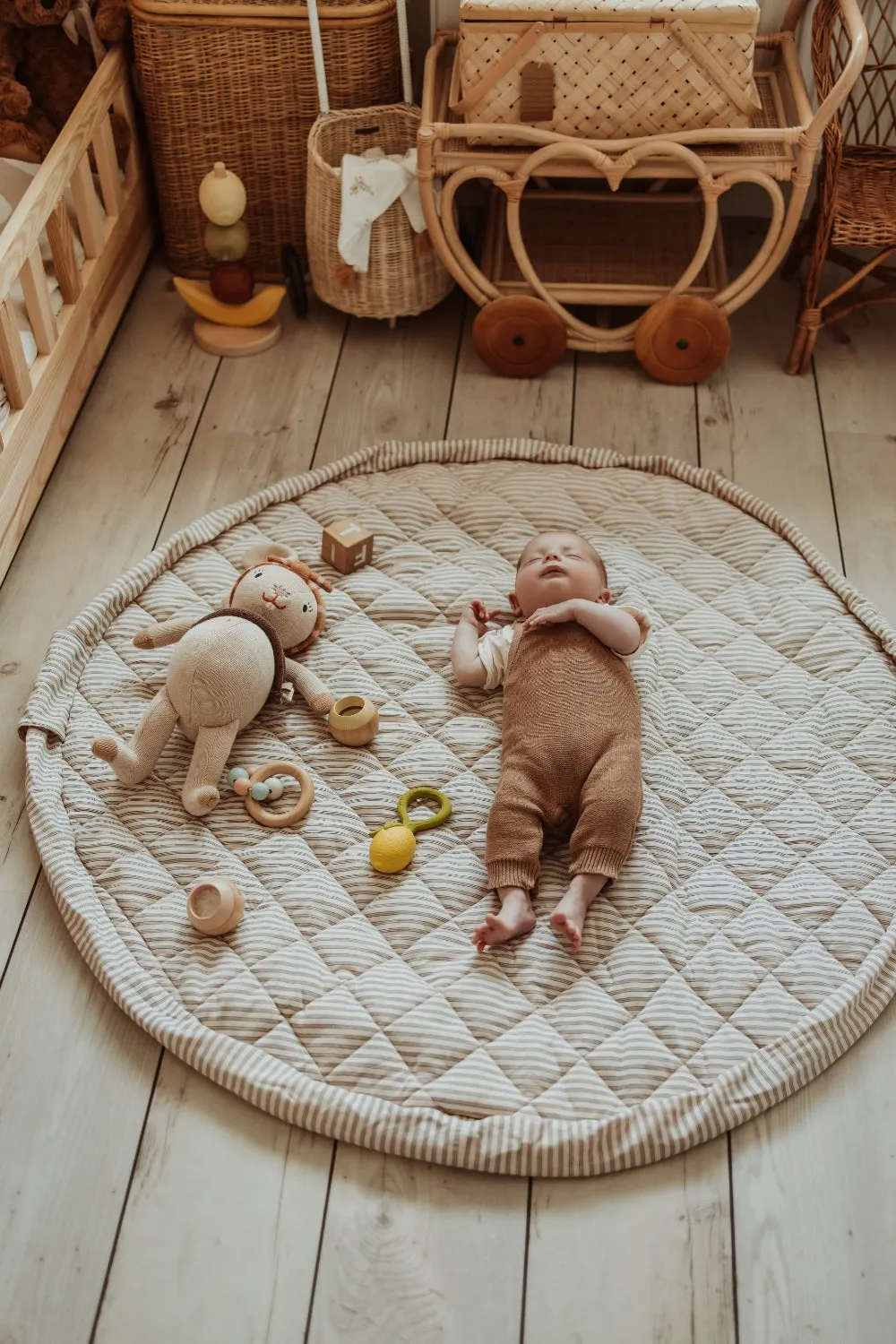 Play&Go Stripes Blue  organic babymat (Min of 1, multiples of 1)