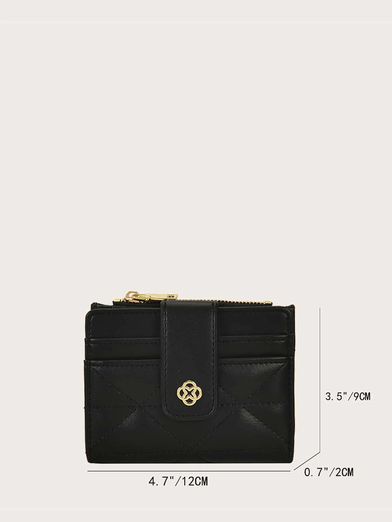 Quilted Pattern Small Wallet - Black