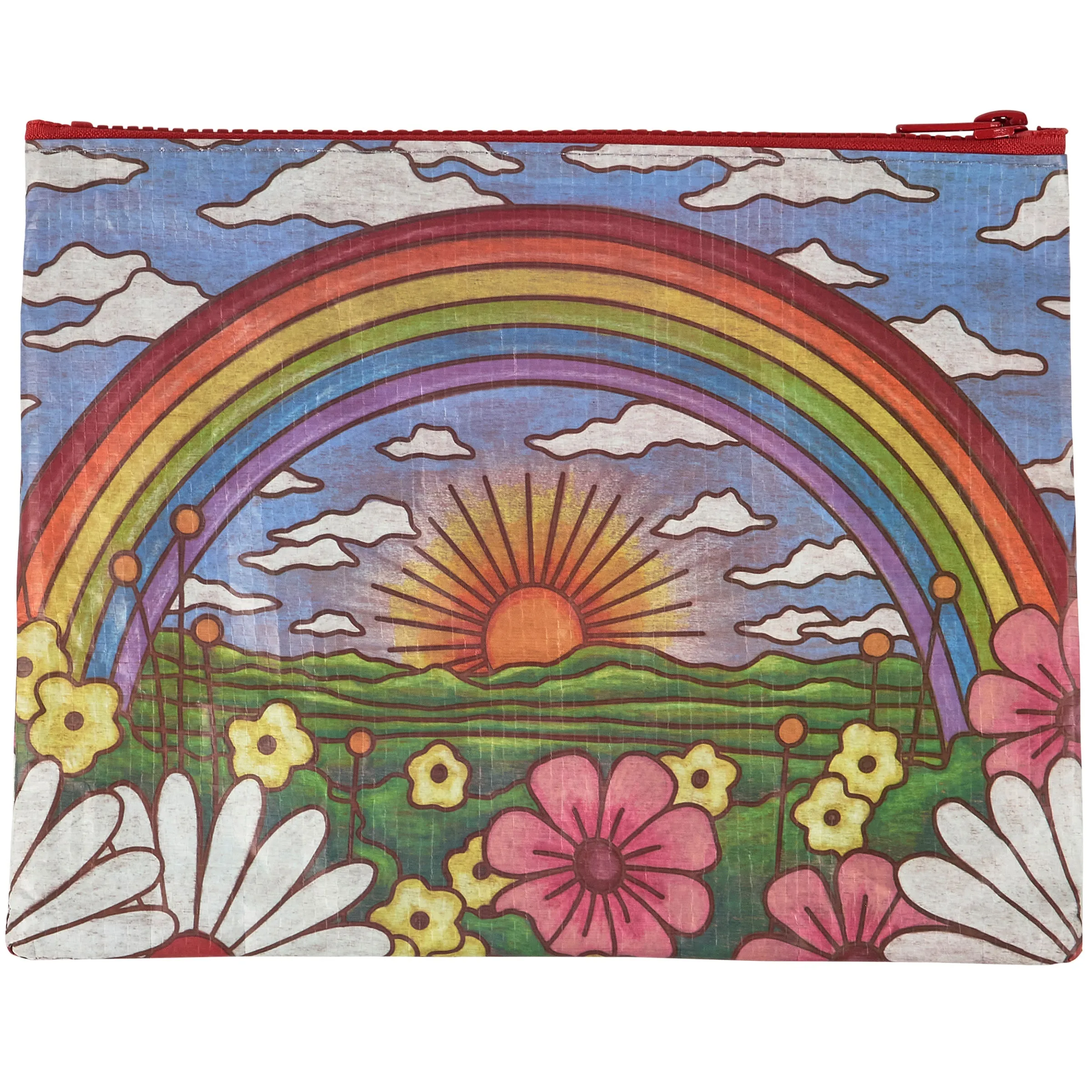 Rainbow and Sunrise Double-sided Zipper Pouch | Recycled Material Wallet Organizer | 9.50" x 7"