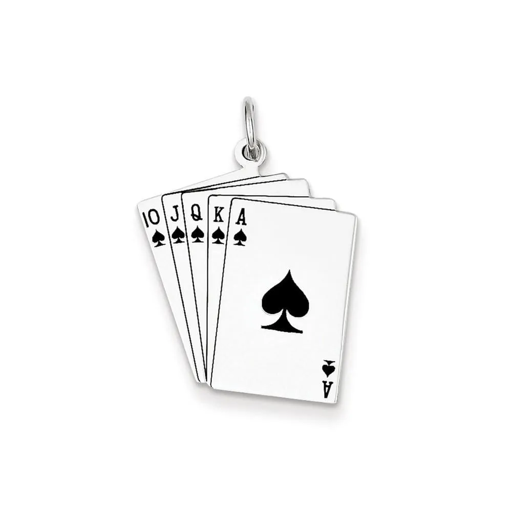 Silver Polish Finish Enamel Playing cards Charm