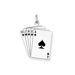 Silver Polish Finish Enamel Playing cards Charm