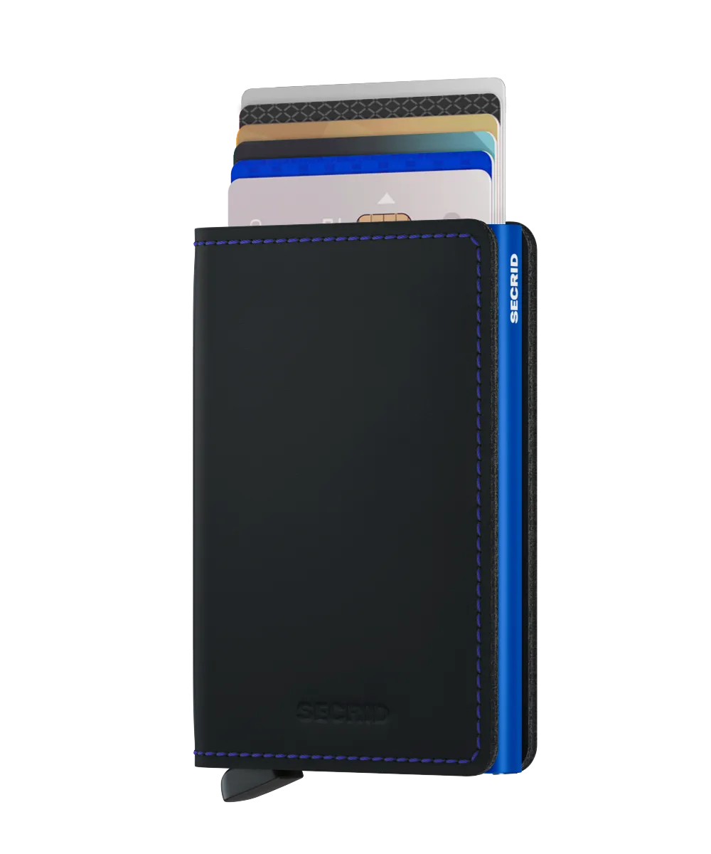 Slimwallet Matte Black/Blue RFID Secure