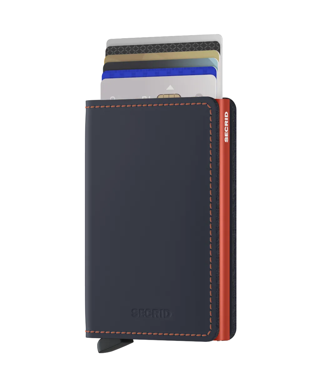 Slimwallet Matte Nightblue/Orange RFID Secure