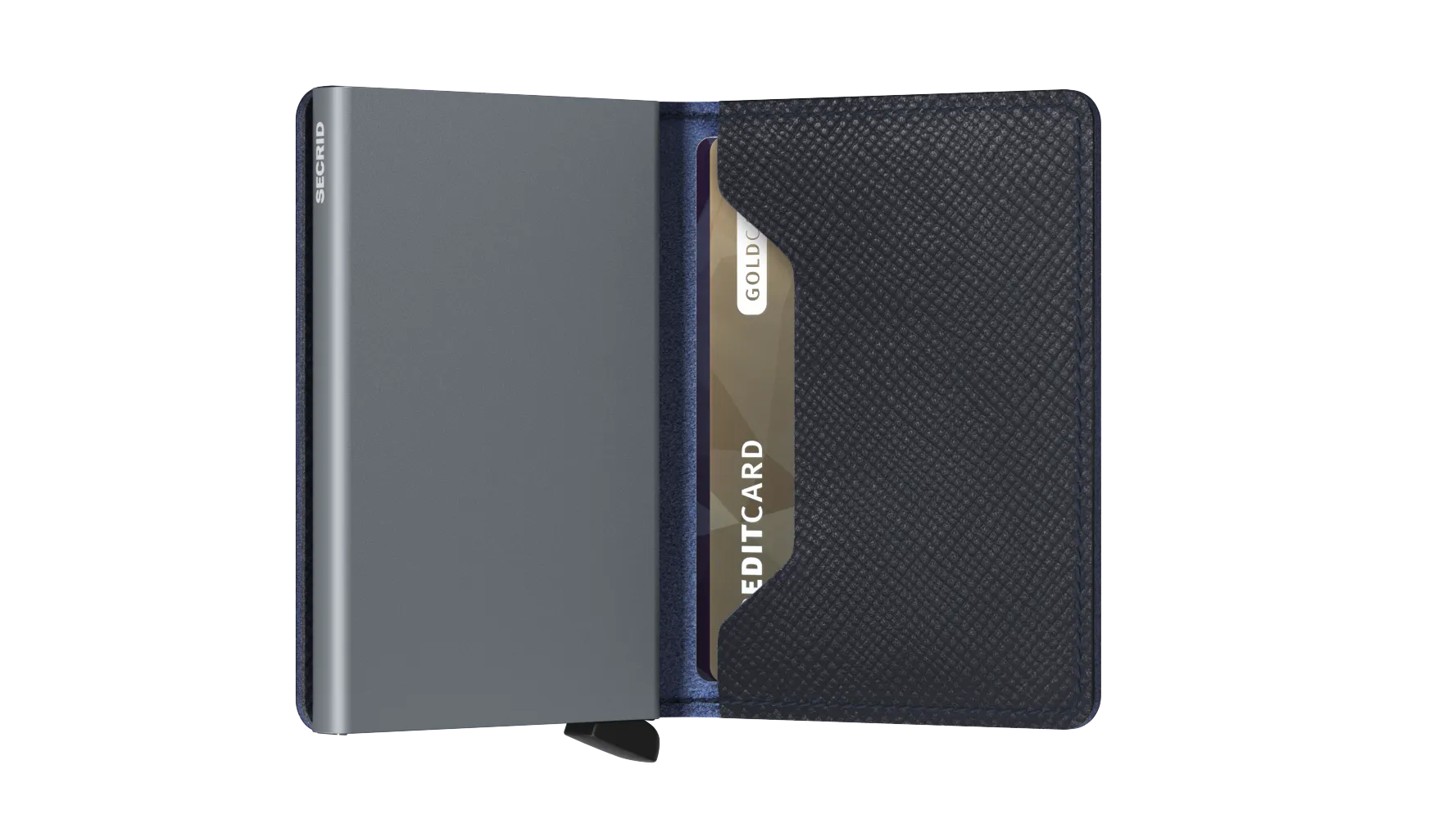 Slimwallet Saffiano Navy Blue RFID Secure