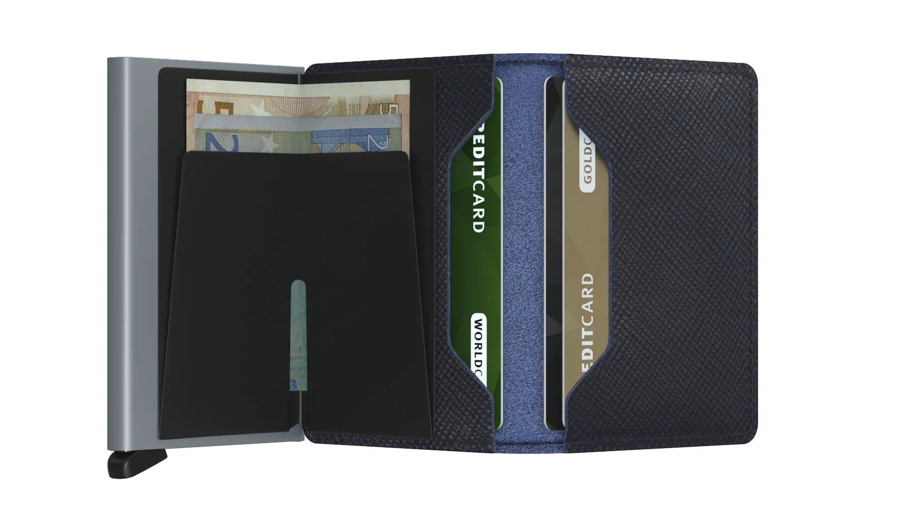 Slimwallet Saffiano Navy Blue RFID Secure