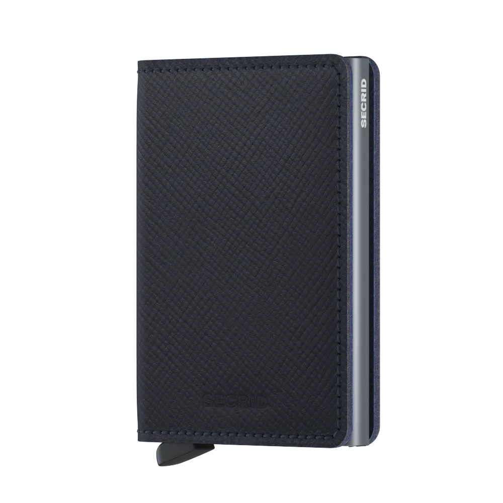 Slimwallet Saffiano Navy Blue RFID Secure