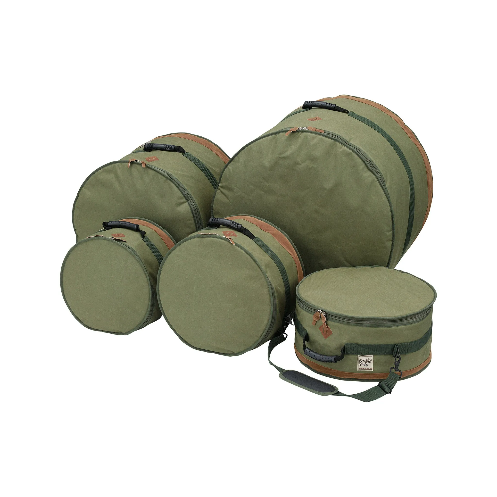 TAMA TDSS52KMG Powerpad Designer Drum Bag Set for 5pc Drum Kit with 22inch BD, Moss Green