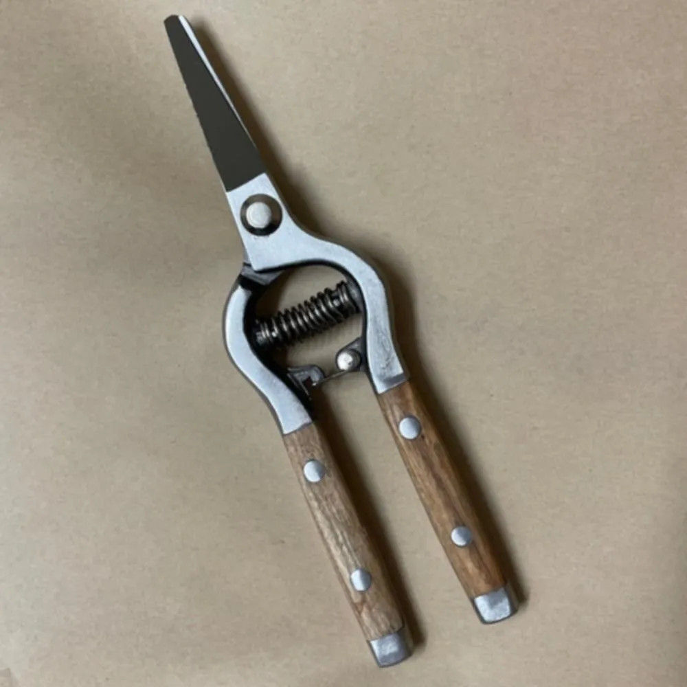 Traditional Garden Snips with Stainless Steel Blades and Wood Handles